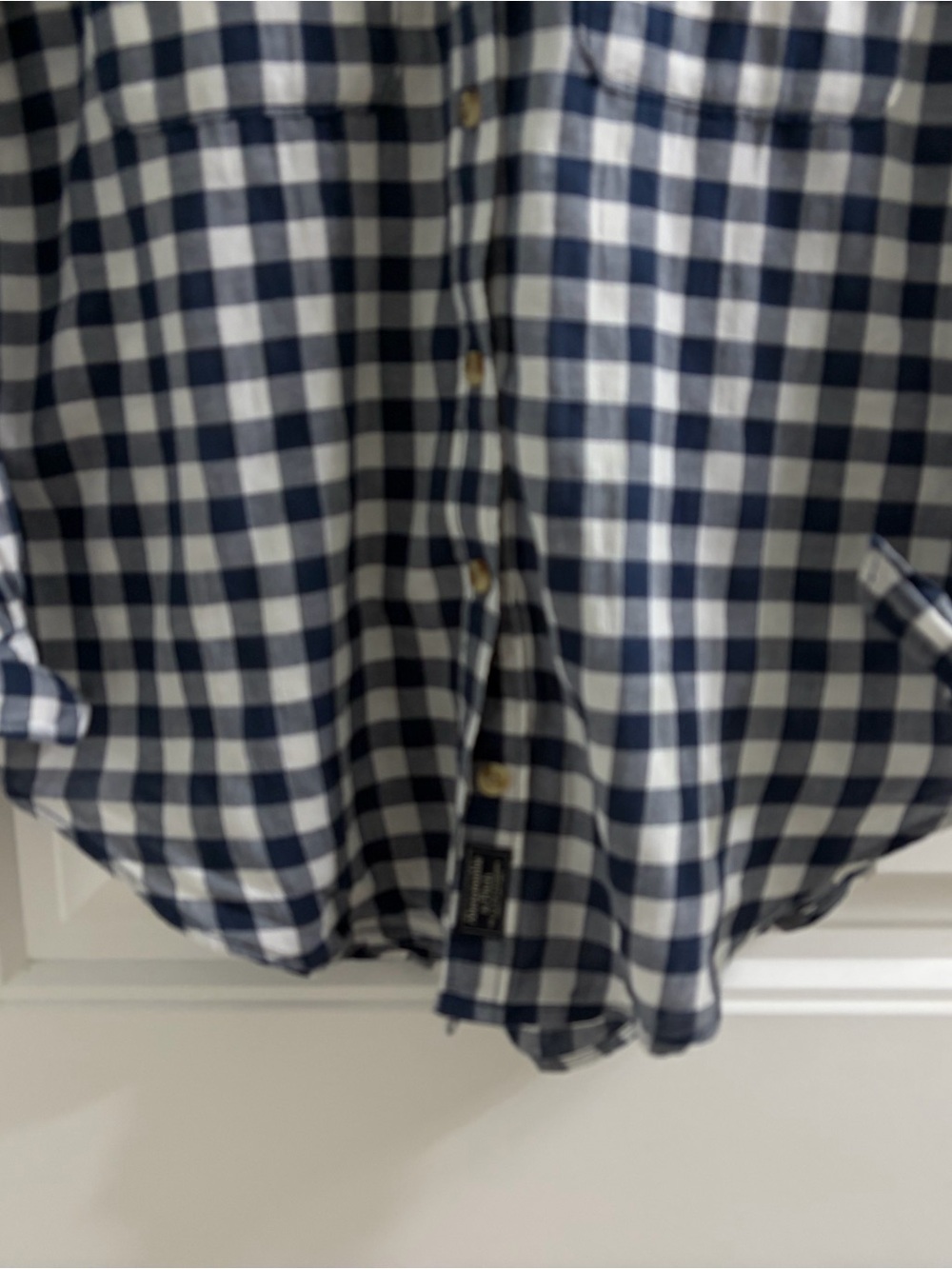 Abercrombie & Fitch Navy and White Gingham Button-Up Blouse - Picture 2 of 7